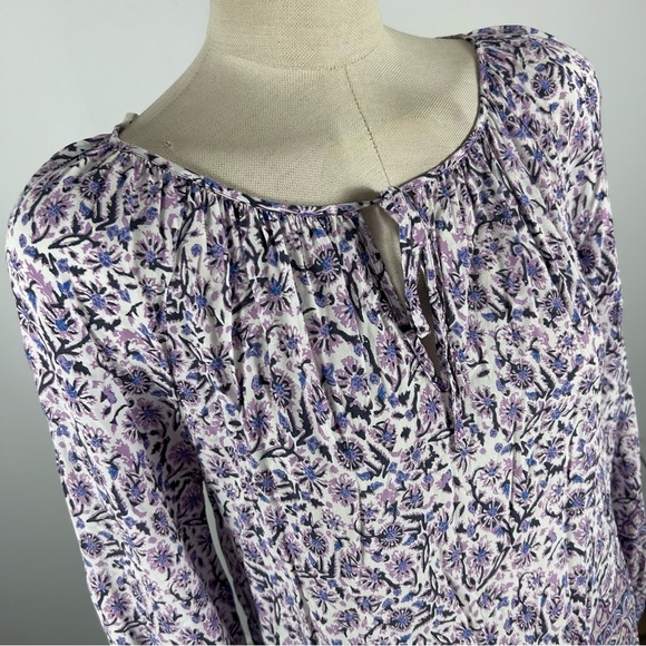 💕 lucky brand Floral Print Women's Top - Purple and Blue S - Picture 4 of 11
